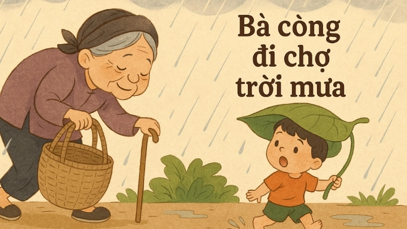 Nội dung bài đồng dao Bà còng đi chợ trời mưa