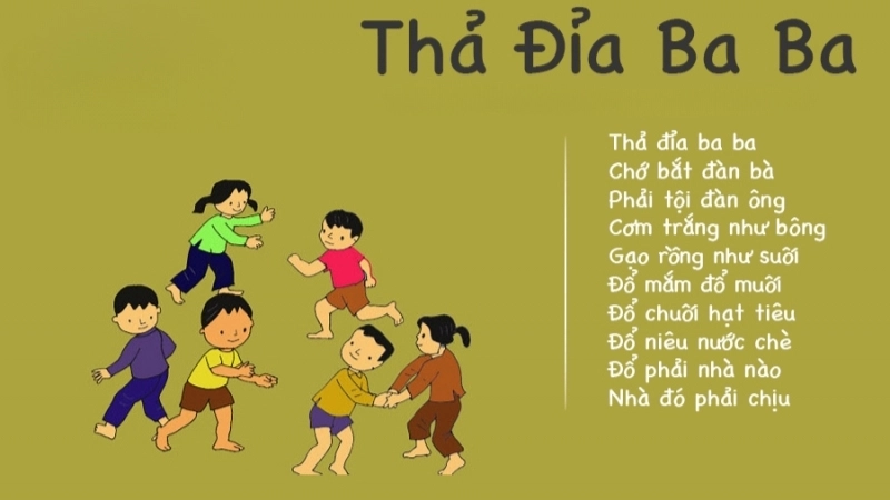 Đồng dao thả đỉa ba ba là một trò chơi dân gian quen thuộc 