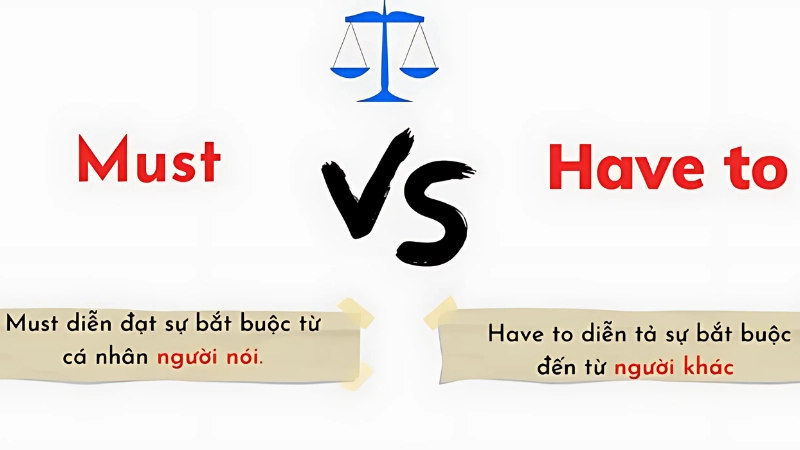 Sự khác biệt quan trọng giữa mustn't và don't have to