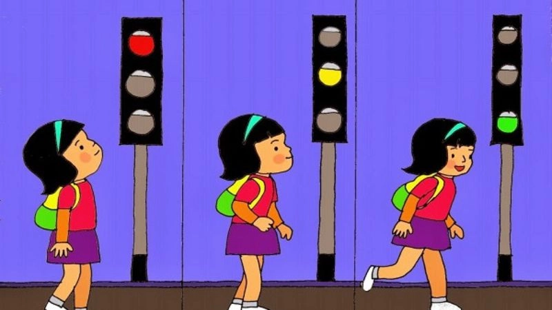 Câu đố về đèn giao thông giúp bé học luật