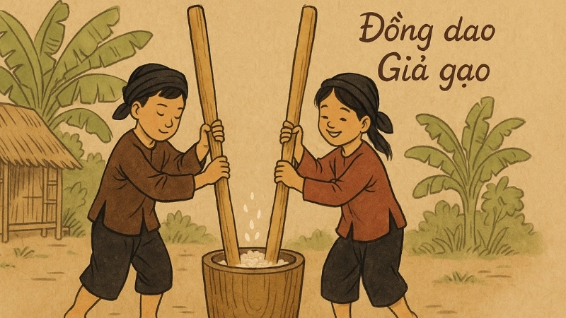 Nội dung bài đồng dao giã gạo