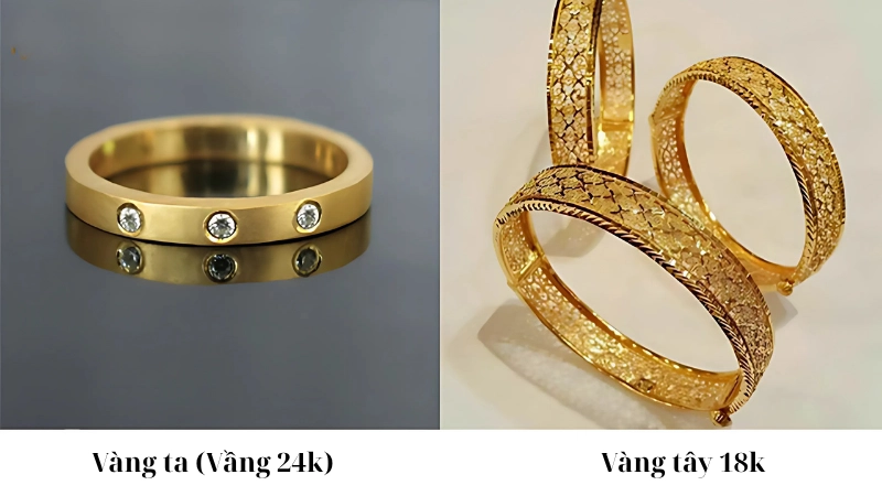 Đặc điểm cơ bản vàng 18k và vàng 24k