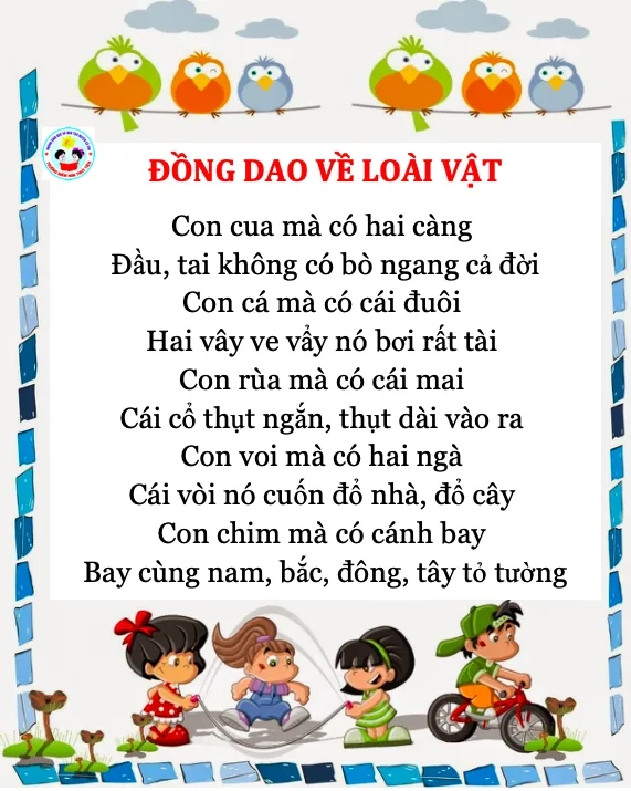 Minh họa bài hát đồng dao về các loài vật bắt bướm