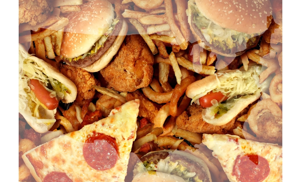Đồ ăn nhanh gây tích tụ mỡ thừa ở vùng bụng và đùi