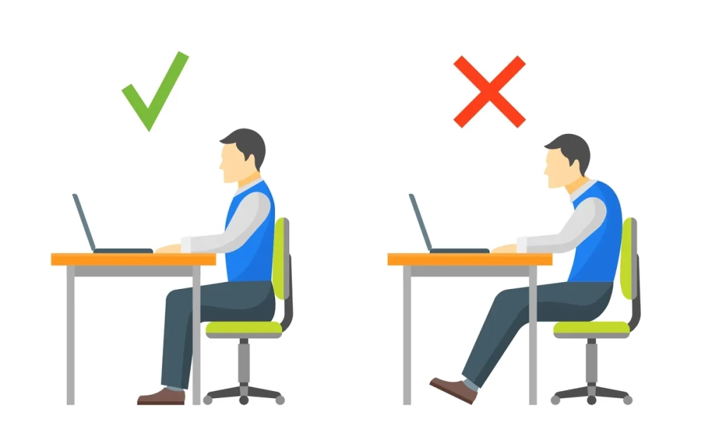 Hình ảnh minh họa tư thế ngồi sai gù lưng ở thanh thiếu niên