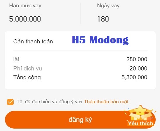 H5 MoDong vay tiền tín chấp từ 5 – 10 triệu vnđ